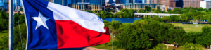 Texas Flag over Houston Skyline